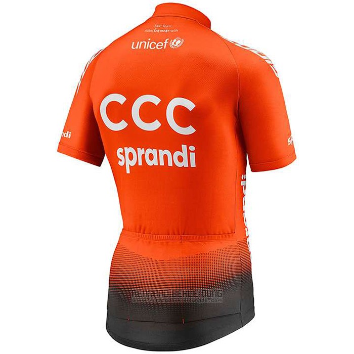 2020 Fahrradbekleidung CCC Team Orange Shwarz Trikot Kurzarm und Tragerhose